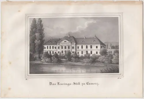 Lithografie: Das Lessings-Stift zu Camenz, 1836, Eduard Pietzsch & Comp, Grafik