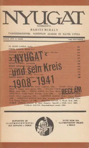 Buch: Nyugat und sein Kreis 1908-1941, Ugrin / Vargha, RUB, 1989, Reclam
