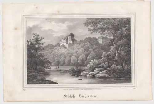 Lithografie: Schloss Bieberstein, 1836, Eduard Pietzsch & Comp, Saxonia, Grafik