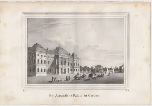 Lithografie: Das Japanische Palais in Dresden, um 1836, Eduard Pietzsch & Comp