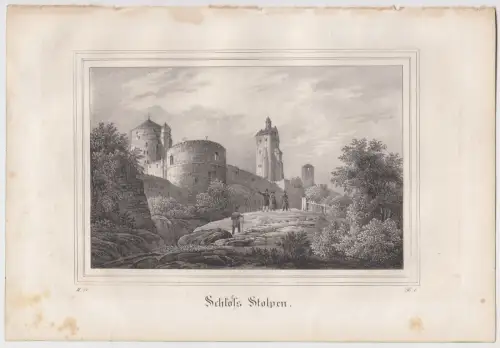 Lithografie: Schloss Stolpen, um 1836, Eduard Pietzsch & Comp, Ansicht, Grafik