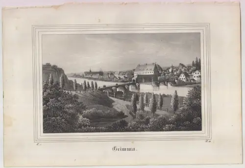 Lithografie: Grimma, um 1836, Eduard Pietzsch & Comp, Ansicht, Grafik, Sa 348301