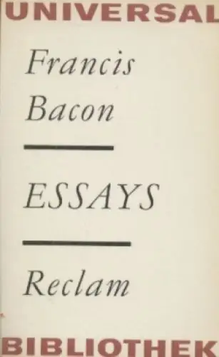 Buch: Ausgewählte Essays, Bacon, Francis. Reclams Universal-Bibliothek, 1969