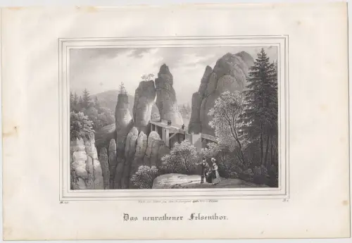Lithografie: Das neurathener Felsenthor, 1836, Eduard Pietzsch & Comp, Ansicht