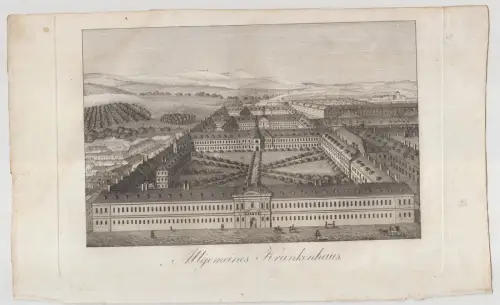 Grafik: Allgemeines Krankenhaus, um 1834,Kupferstich, Druckgrafik, Wien
