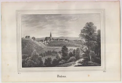Lithografie: Dohna, um 1836, Eduard Pietzsch & Comp, Grafik, Ansicht, Saxonia