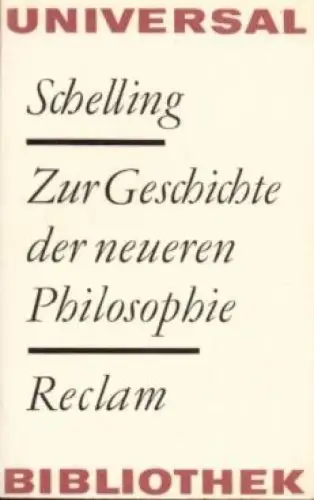 Buch: Zur Geschichte der neueren Philosophie, Schelling, F.W.J. 1975