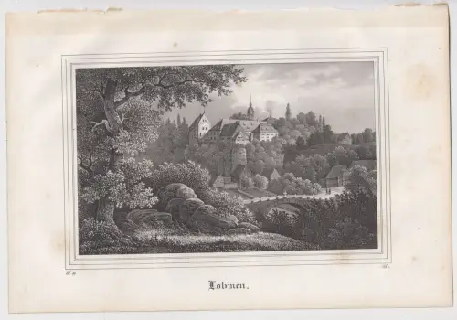 Lithografie: Lohmen, 1836, Eduard Pietzsch & Comp, Saxonia, Grafik, Ansicht