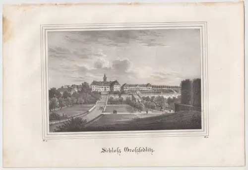 Lithografie: Schloss Grosssedlitz, um 1836, Eduard Pietzsch, Ansicht, Saxonia