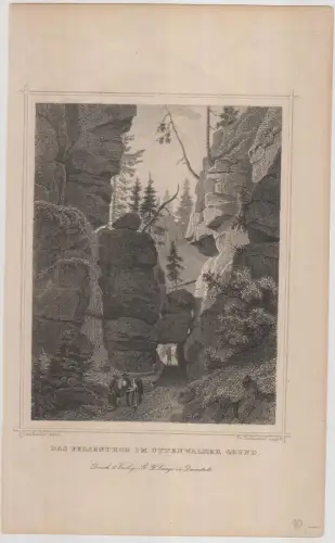 Grafik: Das Felsenthor im Uttenwalder Grund, Fr. Hablitschek, C. Koehler, 1850