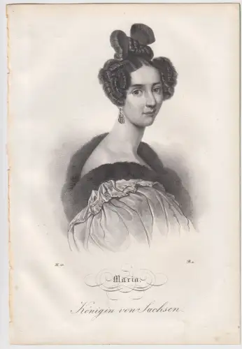 Lithografie: Maria - Königin von Sachsen, um 1836, Eduard Pietzsch, Portrait