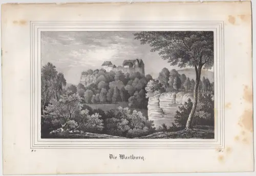 Lithografie: Die Wartburg, um 1836, Eduard Pietzsch & Comp, Grafik, Ansicht