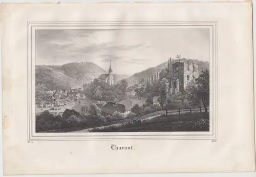 Lithografie: Tharant, um 1836, Eduard Pietzsch & Comp, Ansicht, Saxonia, Grafik