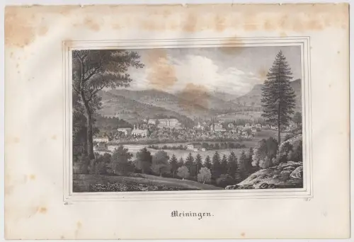 Lithografie: Meiningen, 1836, Eduard Pietzsch & Comp, Ansicht, Grafik, Saxonia