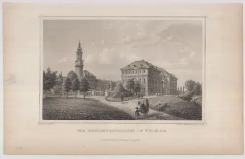 Grafik: Das Residenzschloss in Weimar, J. M. Kolb, J. Pozzi, um 1850, G. Lange