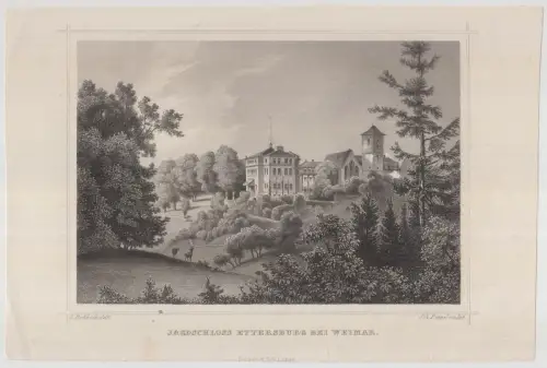 Grafik: Jagdschloss Ettersburg bei Weimar, J. Poppel, L. Rohbock, um 1850, Lange