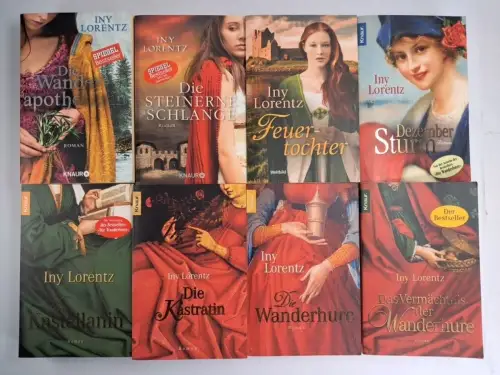 8 Bücher Iny Lorentz: Wanderapothekerin, Feuertochter, Wanderhure, Dezembersturm