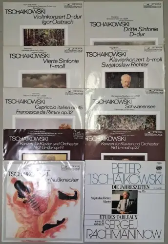 10 Schallplatten Peter Tschaikowski, 12" LP, Vinyl, Sammlung, Nußknacker, Bundle
