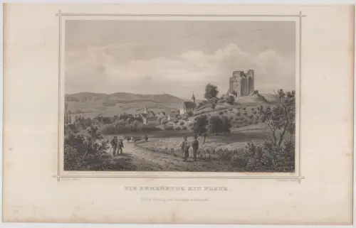 Grafik: Die Ehrenburg mit Plaue, J. Umbach, J. Pozzi, um 1850, Stahlstich, Lange