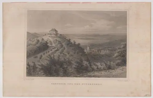 Grafik: Gernrode und der Stubenberg, J. Umbach, L. Rohbock, 1850, Stahlstich