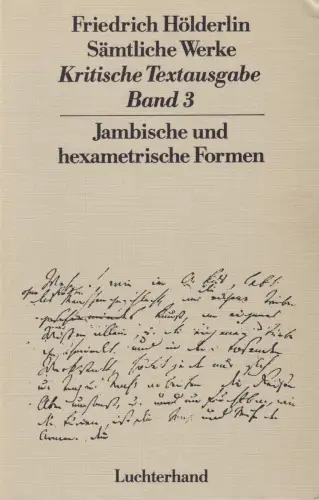 Buch: Jambische und hexametrische Formen, Hölderlin, Friedrich, 1979 Luchterhand