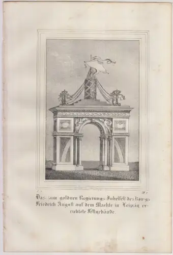 Festgebäude zum goldnen Regierungs-Jubelfest..., um 1835, Lithografie, Saxonia
