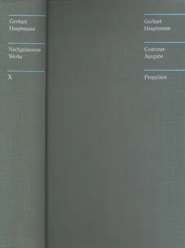 Buch: Gerhart Hauptmann, Sämtliche Werke Band X - Nachgelassene Werke, Fragmente