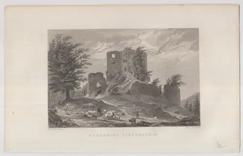 Stahlstich: Burgruine Liebenstein. Das malerische und romantische Deutschland