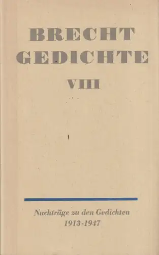 Buch: Gedichte. Band VIII, Brecht, Bertolt. Gedichte, 1969, Aufbau-Verlag