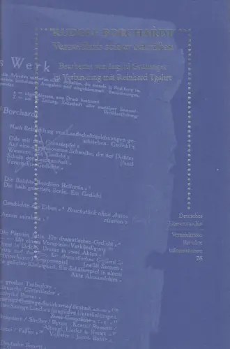 Buch: Rudolf Borchardt - Verzeichnis seiner Schriften, Grüninger / Tgahrt, 2002