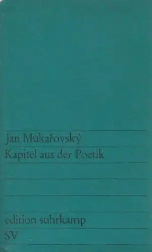 Buch: Kapitel aus der Poetik, Mukarovsky, Jan, 1967, Suhrkamp, gebraucht, gut