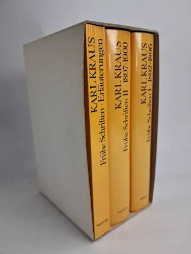 Buch: Karl Kraus - Frühe Schriften I + II + Erläuterungen, 3 Bände, 1979, Kösel
