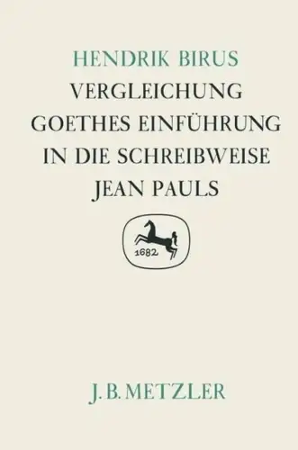 Buch: Vergleichung, Birus, Hendrik, 1986, J. B. Metzlersche Verlagsbuchhandlung