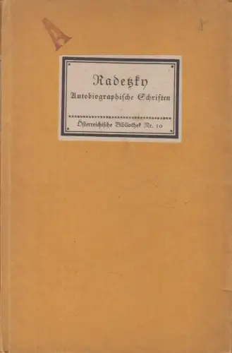 Buch: Radetzky, Wolden, Ernst, Insel-Verlag, Österreichische Bibliothek 10