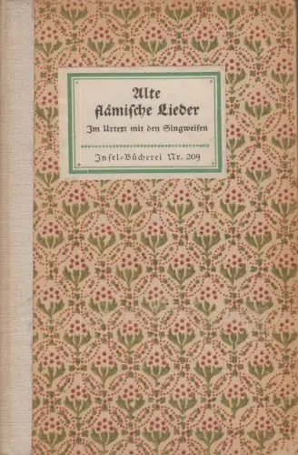 Insel-Bücherei 209, Alte flämische Lieder, Bolte, Johannes, Insel-Verlag