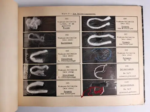 Buch  /Album: Rohmaterialien, Die Verspinnung der Faserstoffe, mit Proben