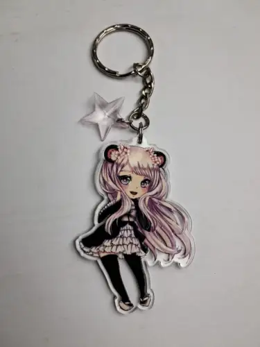 Schlüsselanhänger Kawaii Manga Girl, Hidekos Artwork, Acryl-Anhänger, Anime
