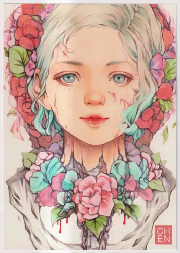 Kunstdruck: Artprint Girl by Chen Long Chung, Manga, Mädchen, sehr guter Zustand