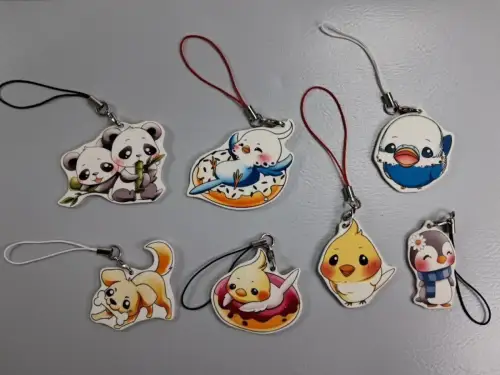 7 Anhänger Kawaii Manga Anime, Arian Rahmatzai, Vogel, Pinguin, Donut, Panda