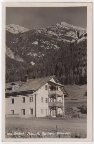 AK Stubai. Kampl, Gasthaus Steuxer, Sepp Ritzer & Elis Braunhoff, 1938, gelaufen