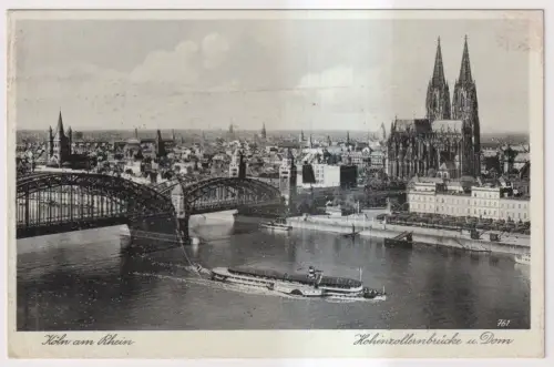 AK Köln am Rhein. Hohenzollernbrücke u. Dom, Bänisch & Kratz, Postkarte