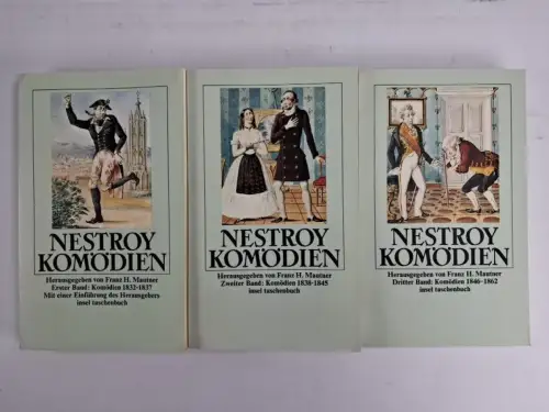 Buch: Komödien 1832-1862, Johann Nestroy, 3 Bände, 1987, Insel Verlag, Dramatik