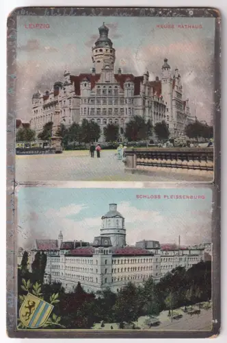 AK Leipzig. Neues Rathaus. Schloss Pleissenburg, 1912, Theodor Eismann, gelaufen
