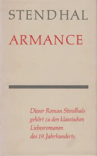 Buch: Armance, Stendhal. Gesammelte Werke, 1972, Rütten & Loening Verlag