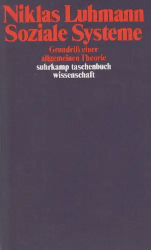 Buch: Soziale Systeme, Niklas Luhmann, 1993, Suhrkamp taschenbuch wissenschaft