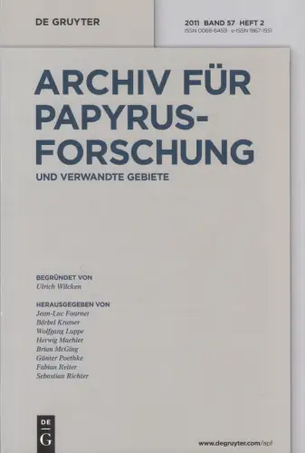 Buch: Archiv für Papyrusforschung, und verwandte Gebiete, Wilcken, Ulrich, 2011