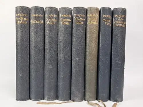 8 Bücher Ludwig Ganghofer, Th. Knaur Nachf., Waldrausch, Klosterjäger ...