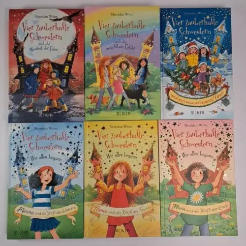 Buch: Vier zauberhafte Schwestern 9+10 + Wie alles begann 1-4, Sheridan Winn