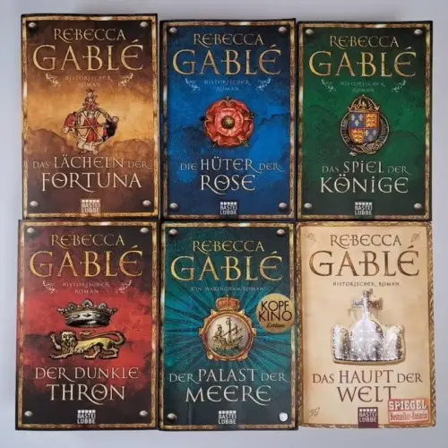 6 Bücher Rebecca Gable: Waringham-Saga 1-5 + Das Haupt der Welt, Bastei Lübbe
