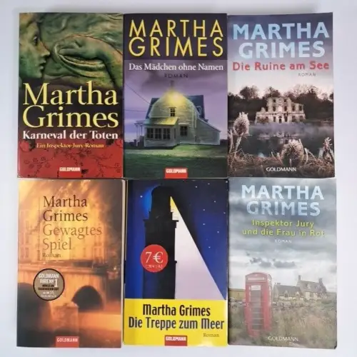 6 Bücher von Martha Grimes: Ruine am See, Mädchen ohne Namen, Gewagtes Spiel ...